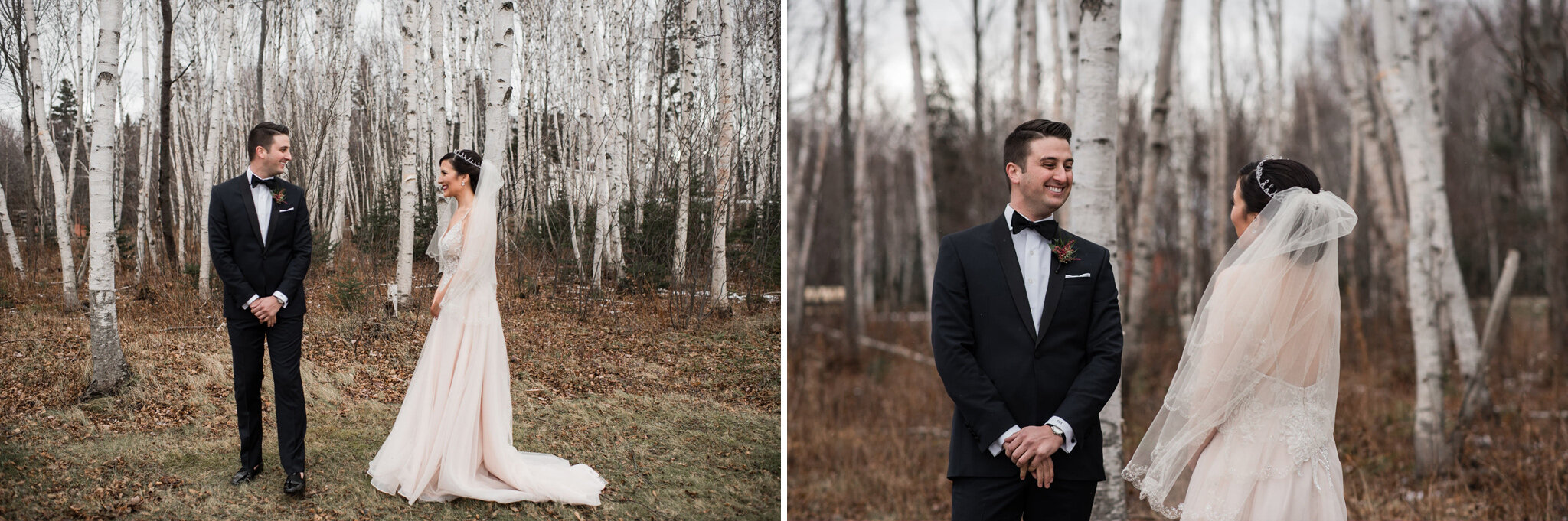 321-first-look-bride-groom-winter-birch-trees-wedding-photographer-toronto-ontario.jpg